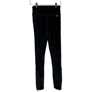 Sweaty Betty Black Velvet High Waisted Zip‎ Ankle Leggings Pants Size Small